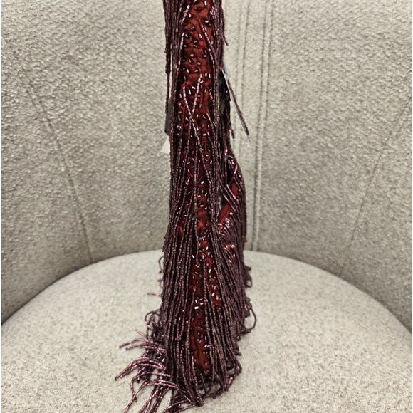VIRAL Beaded Fringe Burgundy Handbag - Picture 2 of 5